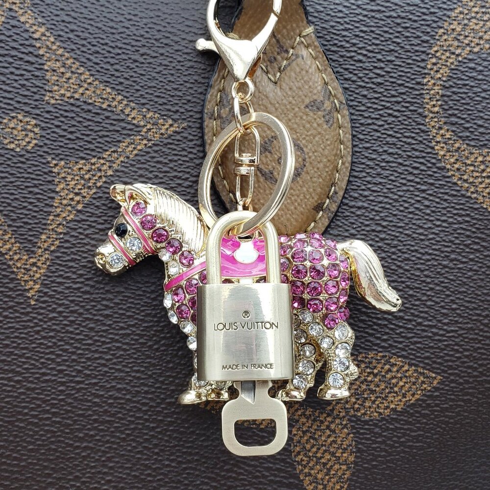 Authentic Louis Vuitton Lock & Key with Unbranded Horse Charm, Keychain - Picture 9 of 12